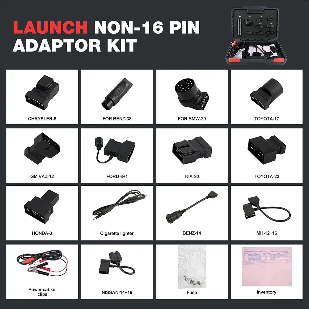 LAUNCH X431 Kit Adaptor Non-16 Pin Konektor OBD1 untuk Semua LAUNCH X-431 CRP919E BT/PRO V5.0/PRO3S+ V5.0/X431 PAD V ELITE