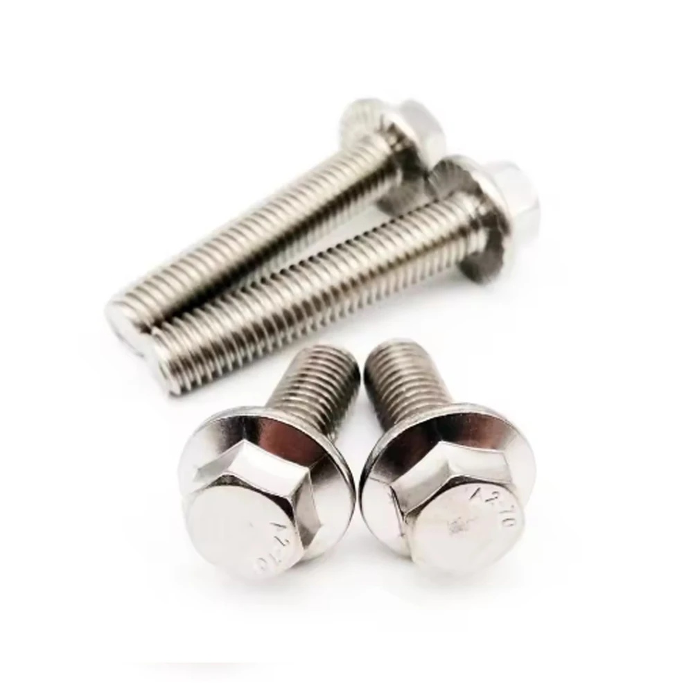 2/5/10 Uds perno de cabeza con brida cabeza hexagonal con arandela dentada tornillo M5 M6 M8 M10 M12 A2-70 304 acero inoxidable GB578