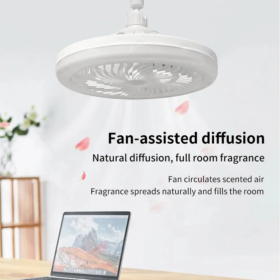 Lumière de ventilateur aromatique, adaptée au ventilateur de plafond Invisible oscillant de salon de chambre à coucher avec télécommande à vitesse Variable