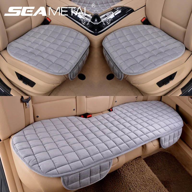 SEAMETAL Plüsch-Autositzbezug, kratzfest, Autositzschutz, Kissen, Auto-Sitzpolster vorne/hinten, universell für Limousine, SUV