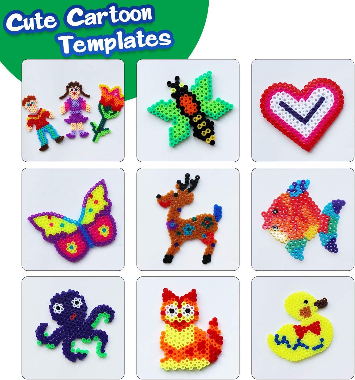 20 Stück 5 mm Sicherungsperlen, Tafeln, klare Perler, Hama-Perlen, Stecktafeln, Pinzette, Hängeseile, Schlüsselanhänger, kleine Reifen für Kinder, DIY-Bastelperlen