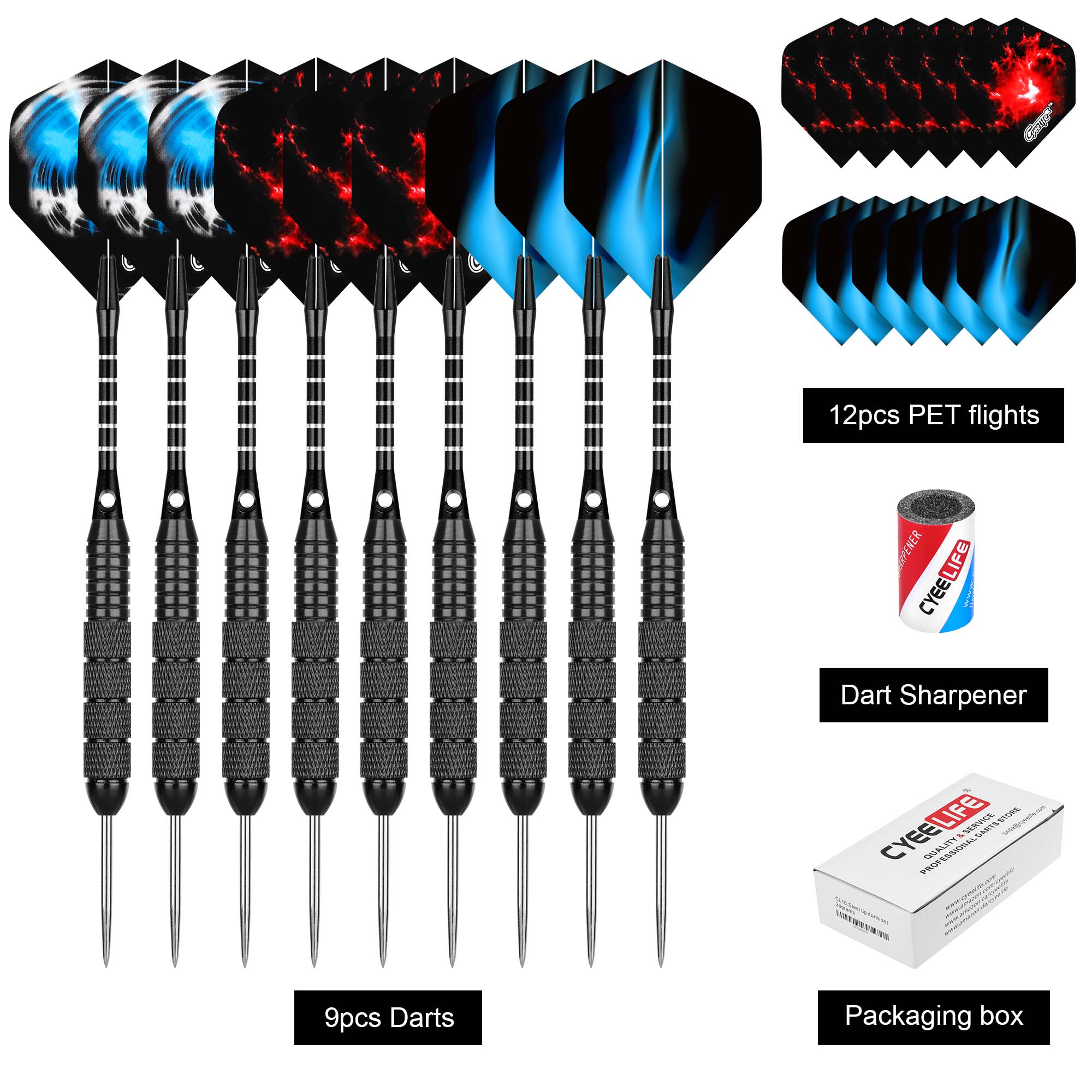 CyeeLife 6/12PCS 24G hard dart เข็มเหล็กฝึกบาร์ความบันเทิงฤดูใบไม้ร่วง professional flyer ชุดกลางแจ้ง