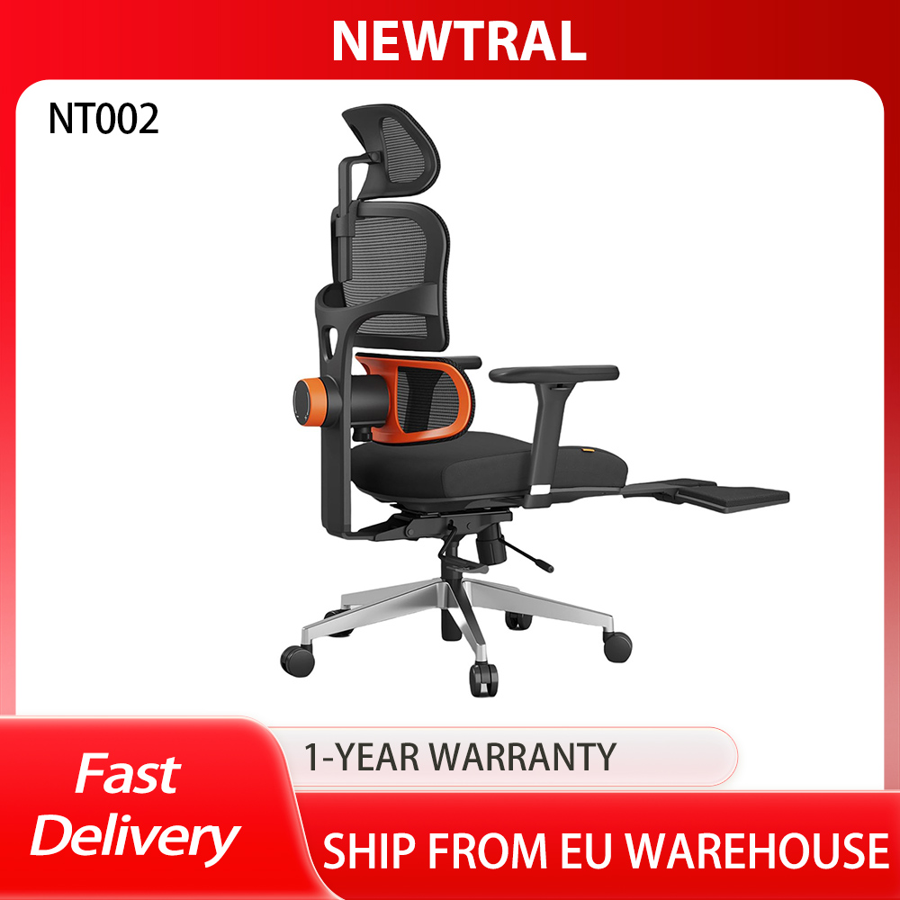 Newtral Nt002 Ergonomische Stoel Met Voetensteun, Auto-Volgende Rugleuning Hoofdsteun, Adaptieve Onderrug Steun, 13Cm Hoogte, 30 Graden