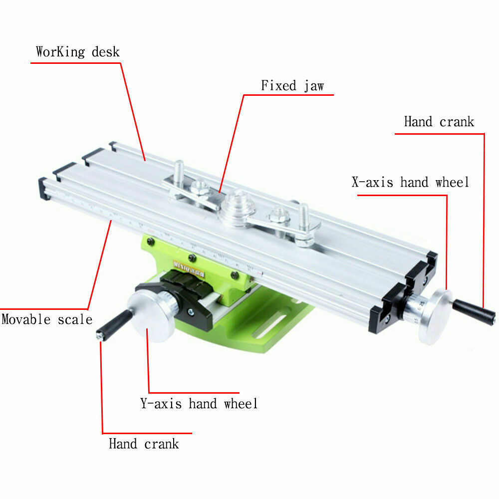 Mini Drill Vise Fixture Working Table Cross Slide Table Adjustable X-Y Axis Multifunction Precision Milling Machine Worktable