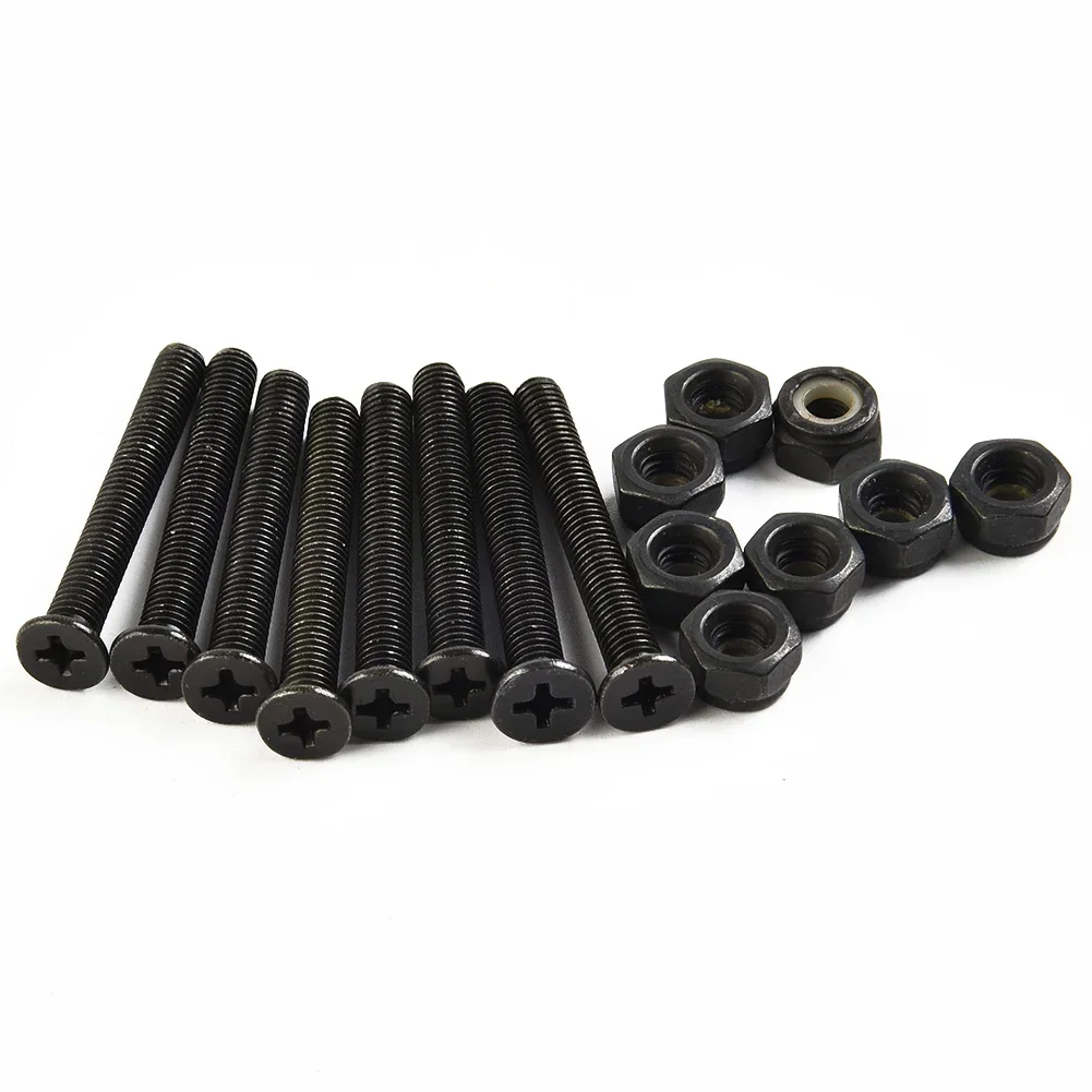 16 ชิ้น 10 มิลลิเมตรปะเก็น Riser Pads + 40 มิลลิเมตรสลักเกลียวสําหรับสเก็ตบอร์ด Longboard Double Rocker แผ่นยางสลักเกลียวโลหะ 1 ชุด 8 สกรู 2 Spacers