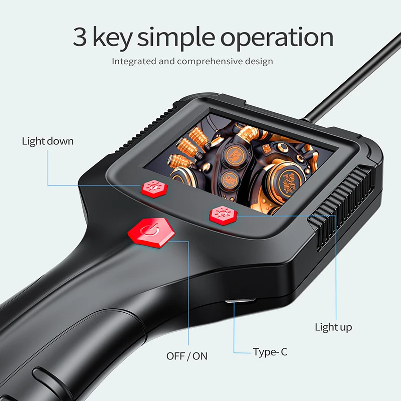 DDCAMERA Borescope Endoscope Camera with Light 1080 HD 2.4 INCH LCD Inspection Camera Snake Camera with Semi-Rigid Cord