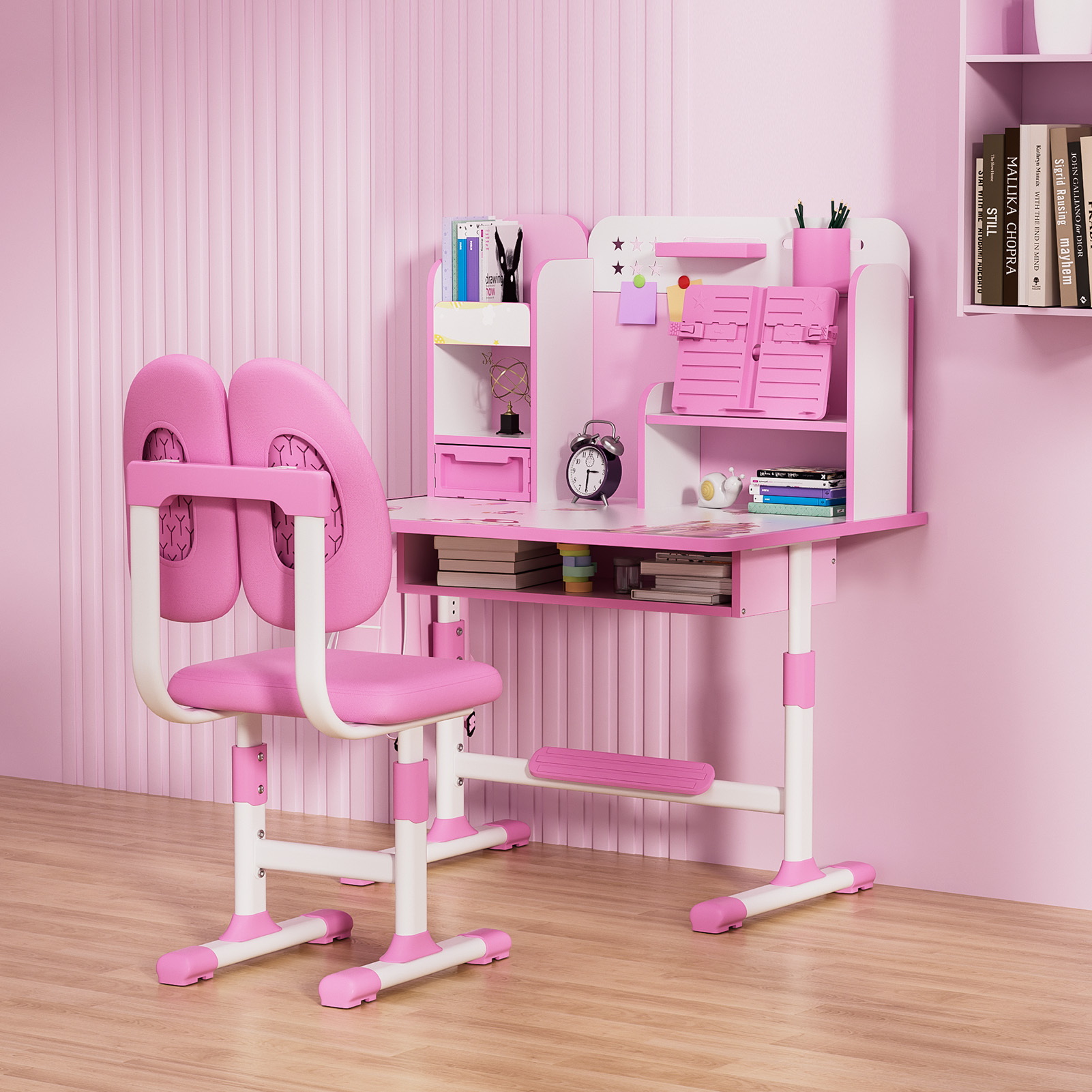 Children's study desk, elementary school students' writing homework desk, household simple children's desk chair, adjustable