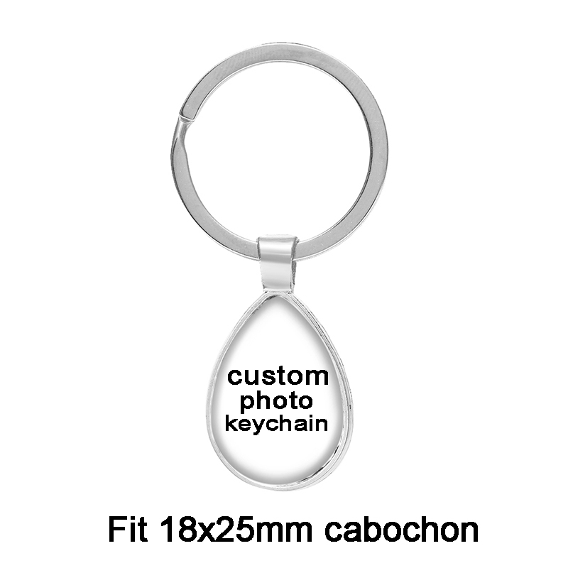 Personalized Photo Custom pictures glass cabochon keychain Bag Car key Rings Holder Charms silver plated key chains Men Women