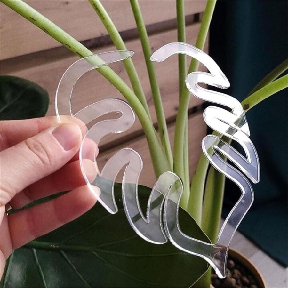 Morsetto in bambù con guscio di tartaruga Supporto riutilizzabile per stelo di piante in plastica trasparente per piante da interno ed esterno per gli amanti dei fiori