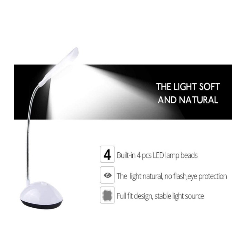 LED Reading Desk Light Folding Eye Protection Book Light AAA Battery Powered Night Lamp Bedroom Bedside Study Travel Lighting