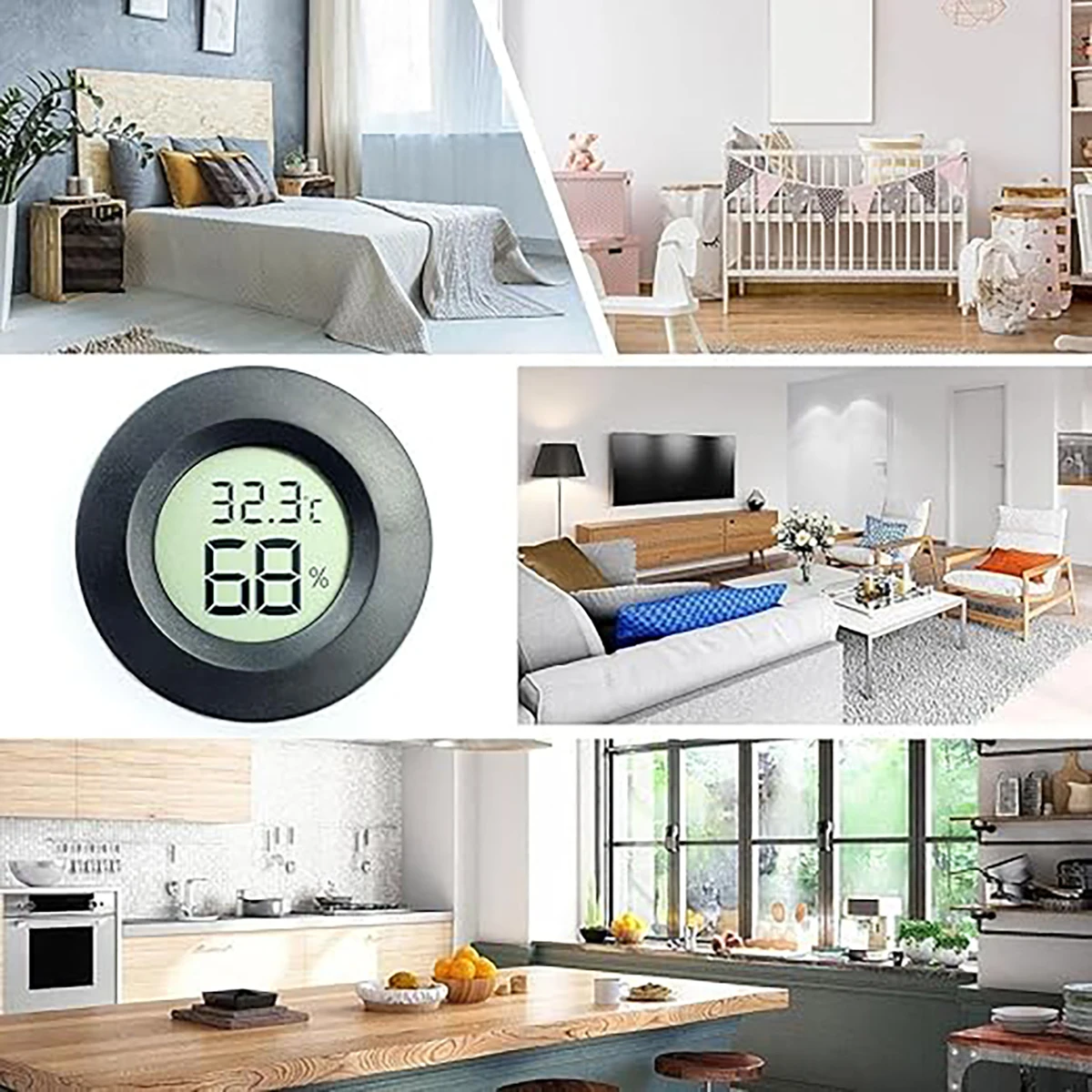 1 mini termómetro y higrómetro digital LCD -50 ° C a +70 ° Medidor de temperatura y humedad C para pruebas de frigorífico y congelador