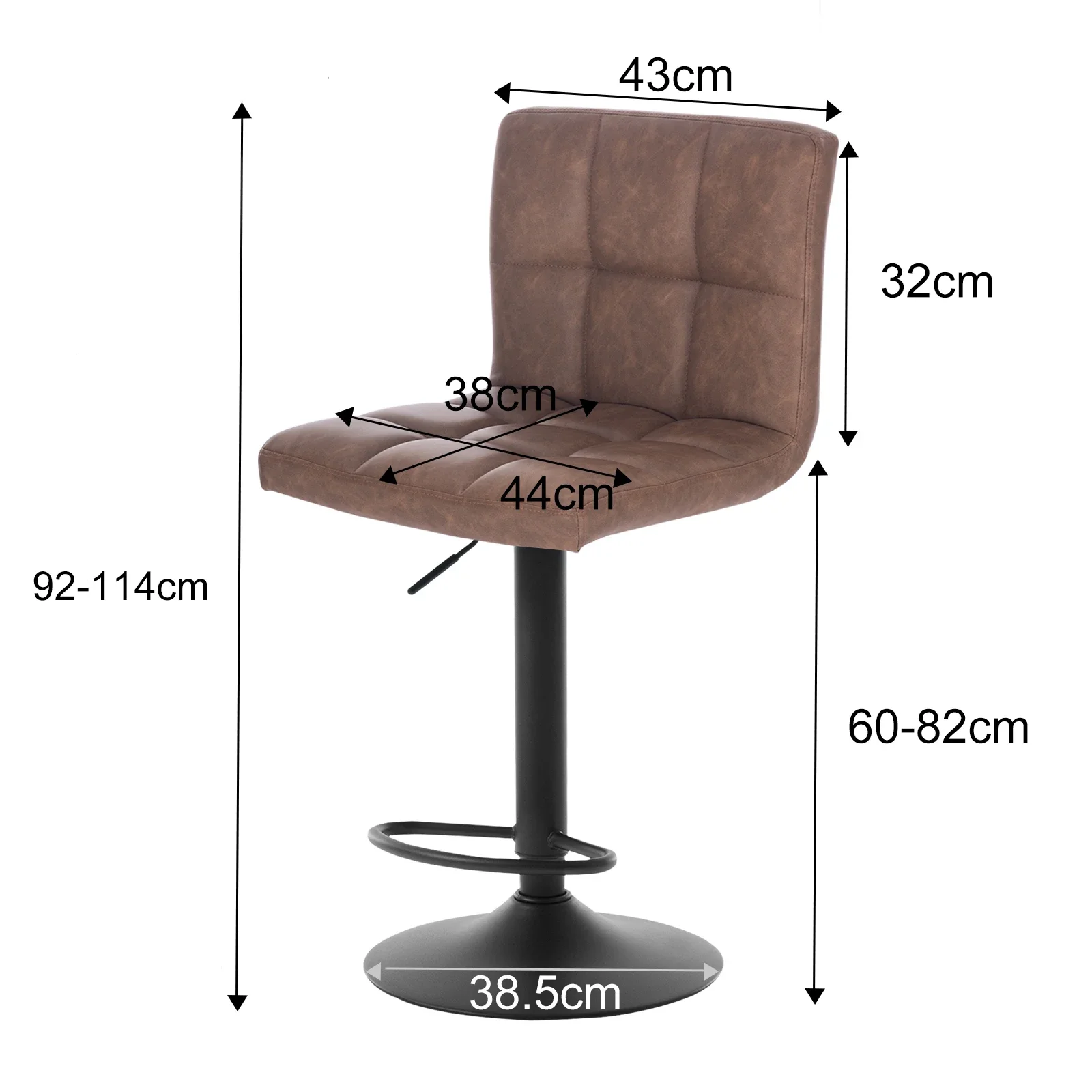 WOLTU 1PC Bar Stool with Backrest Height-adjustable Rotatable Bar Chair for Cafe kitchen Restaurant Home Counter Lift High Stool