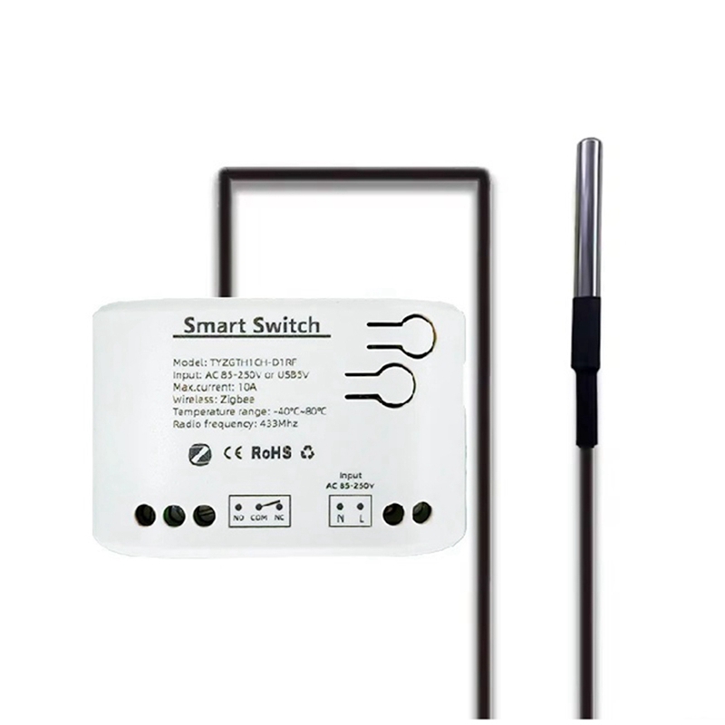 Tuya Smart Zigbee-Schalter mit Temperatursensor, passiver Trockenkontakt, Zigbee-Relais, funktioniert mit Home Assistant