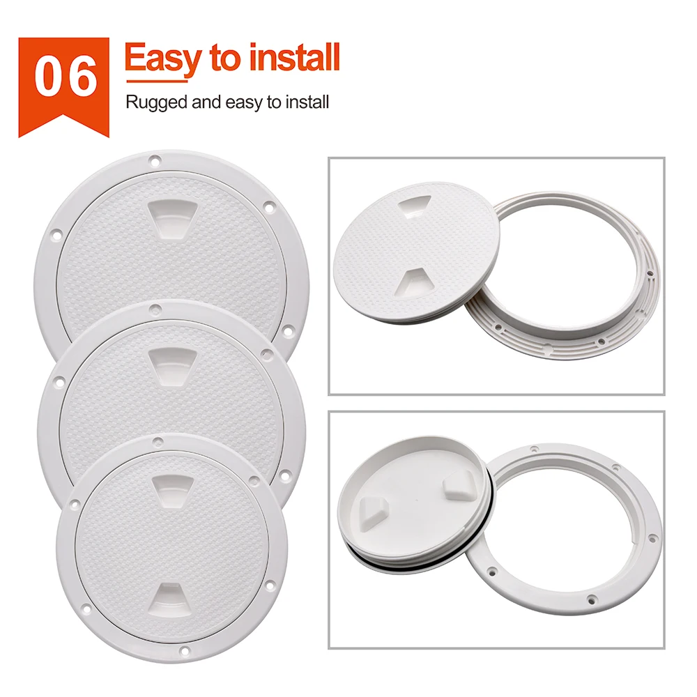 Bootaccessoires Bootluik 4" 6" 8" ABS Rond Antislip Inspectieluik met afneembare hoes voor Marine Boot Jacht Zwart/Wit