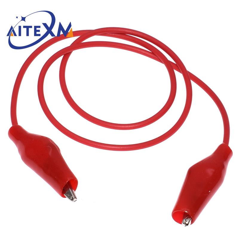 1 Juego de pinzas de cocodrilo, cables de prueba eléctricos DIY, pinzas de cocodrilo de doble punta, Clip de cucaracha, cable de puente de prueba de 46CM