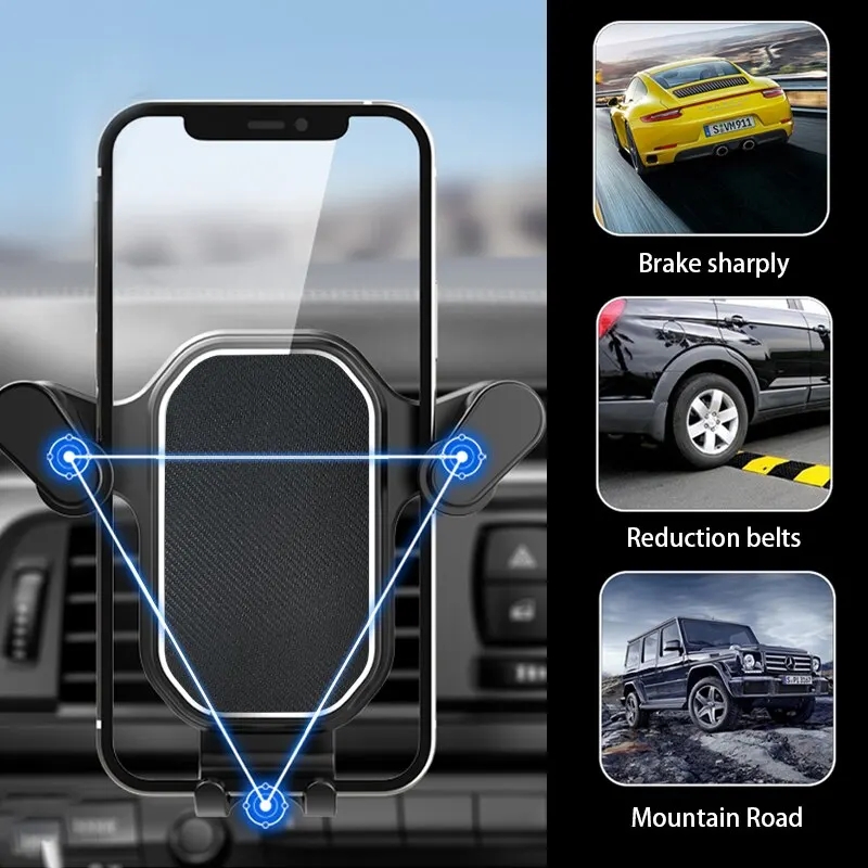 Ontluchter Autotelefoonhouder Zwaartekrachtslot Telefoonhouder 360 graden flexibele aanpassing Universele autotelefoonstandaard voor 4-7 inch
