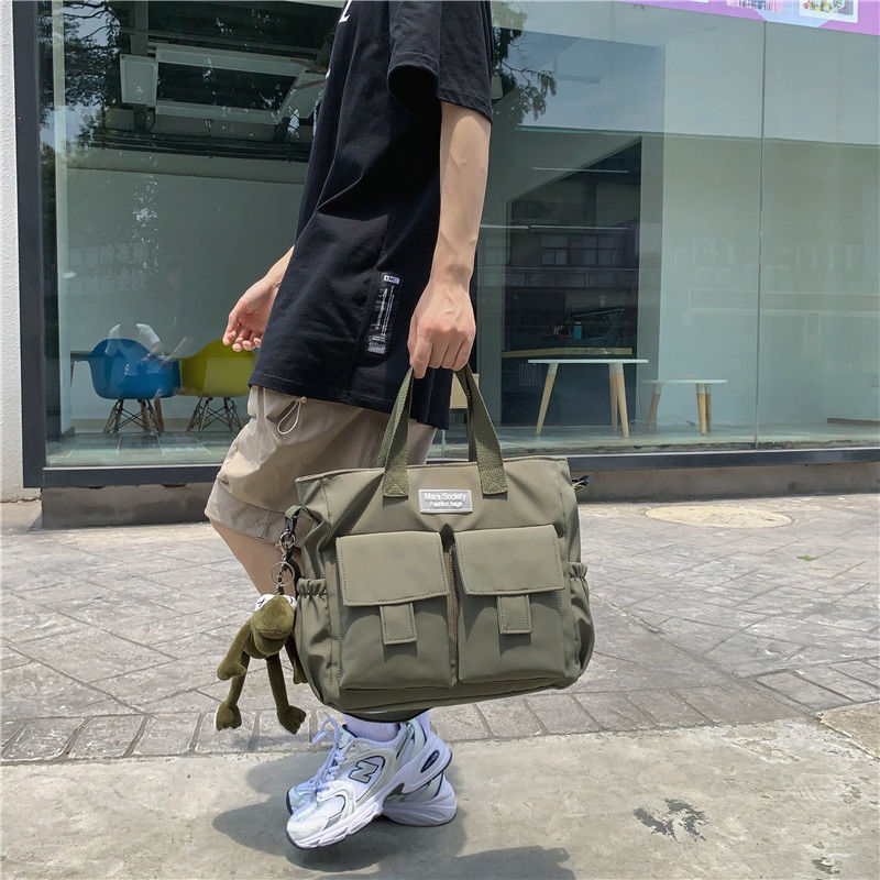 Wasserdichte Umhängetasche Damen Multi Pocket Nylon Messenger Bag Preppy Canvas Handtasche Damen