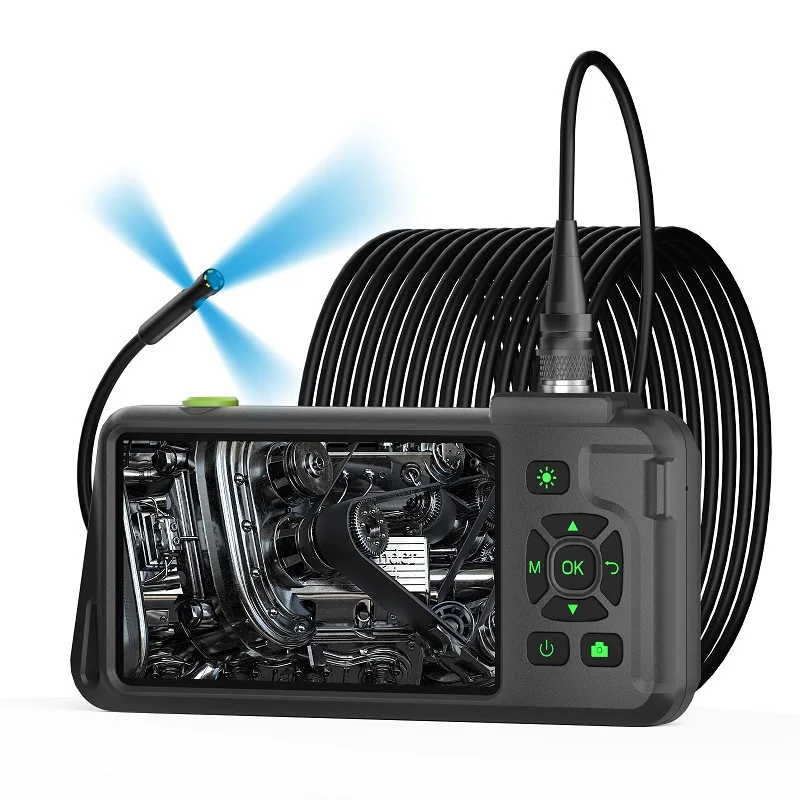 Kamera endoskopowa z potrójnym obiektywem 5-calowy ekran IPS HD1080P 8MM wtyczka lotnicza wymienny kabel boroskop inspekcyjny rury zrób zdjęcie