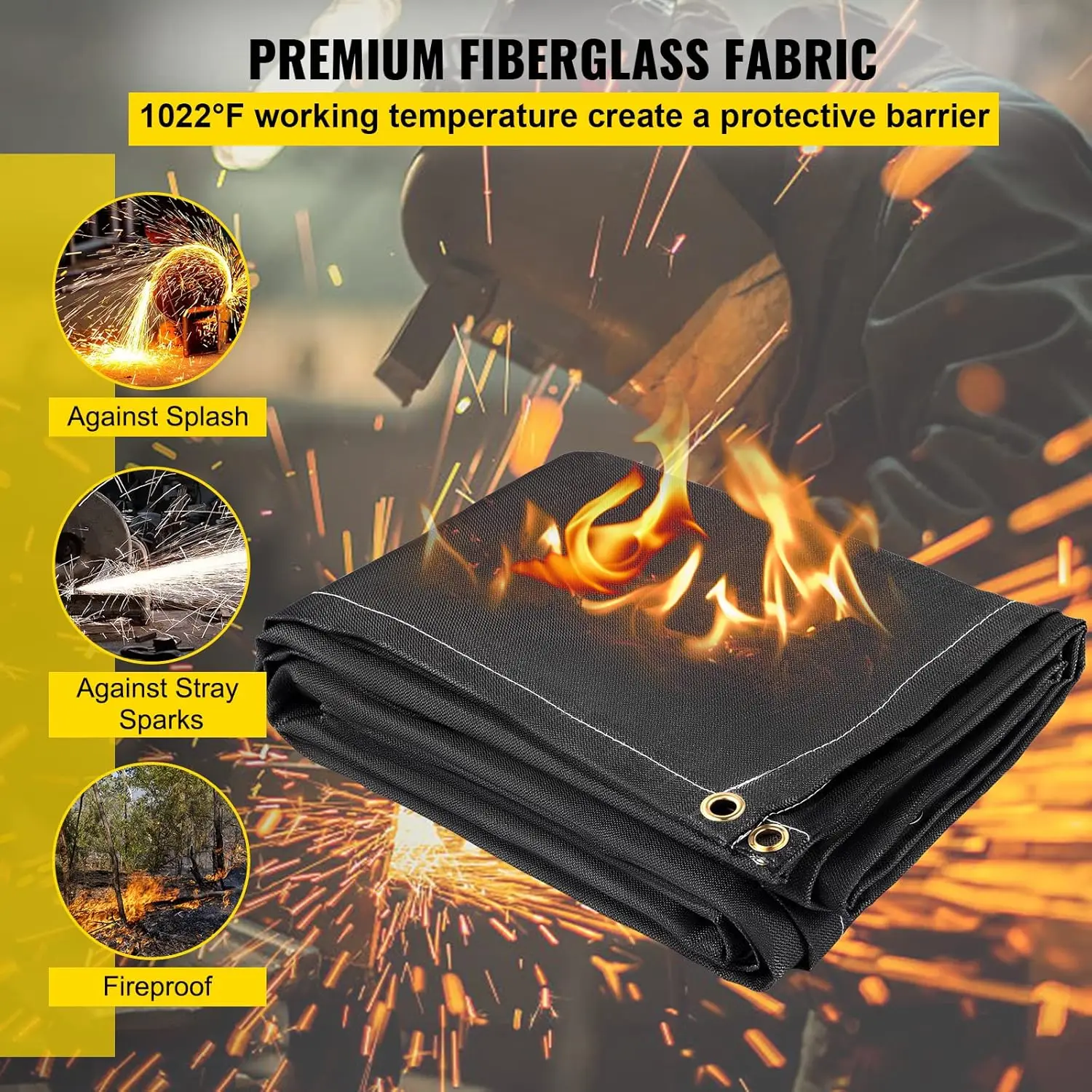 Fire Blankets,2 Pack Welding Blankets,8' x 10' Fire Suppression Blanket, 1022°F Flame Retardant Blanket, Fire Emergency Blankets