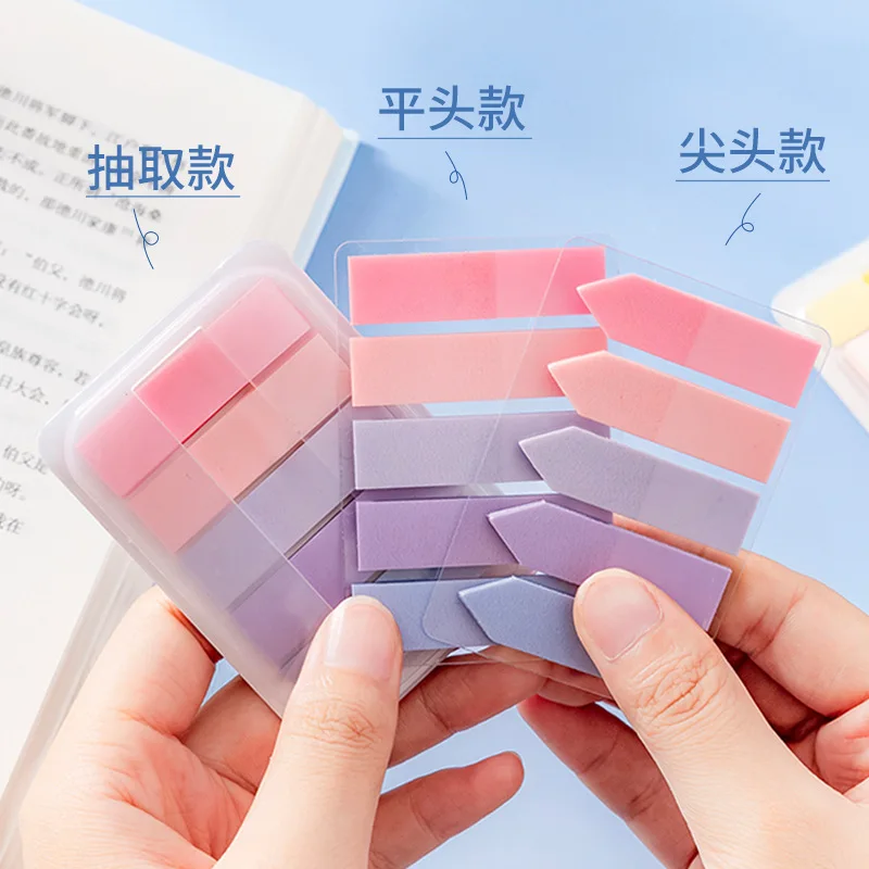 สติกเกอร์ใส PET 1 ชิ้น สติกเกอร์โน้ตแบบมีกาวในตัว สีโมรันดี ขนาด 5 * 20 อุปกรณ์สำนักงาน กระดาษโน้ต