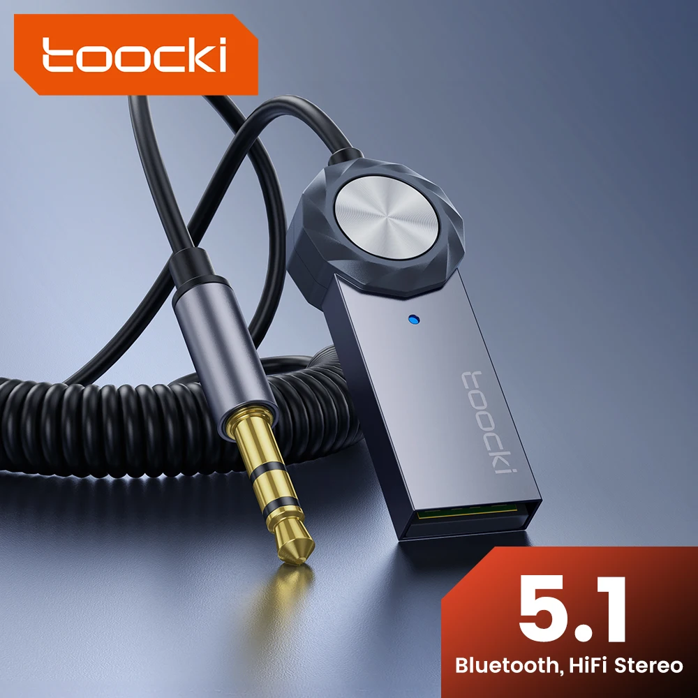 Toocki Wireless Bluetooth 5.1 Receiver Adapter 3.5mm Jack Audio Music Dongle USB Car Bluetooth Transmitter for Aux Car Speaker