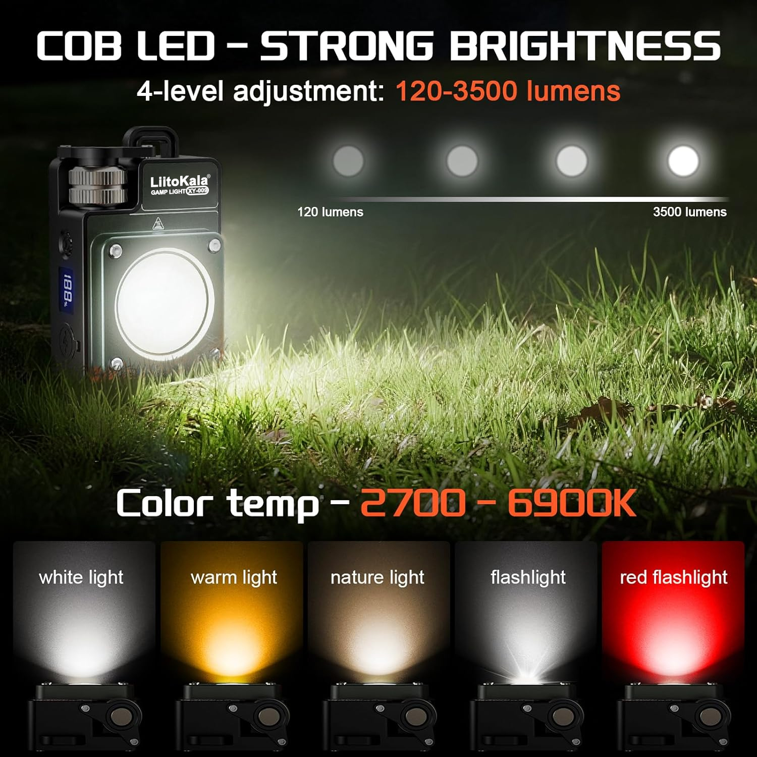 LiitoKala new keychain light 120-3500LM rechargeable flashlight multifunctional portable 3000mAh battery work light