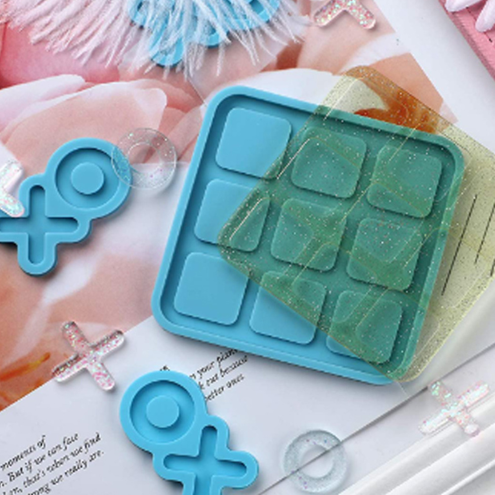 1 Set Board Silicone Mold Chess Pieces Table Epoxy Casting Mold DIY Chess Board Chessboard Mold XO Casting Molds