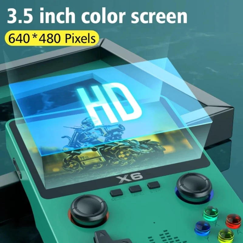 X6 3.5Inch IPS Portable Handheld Game Console Screen Dual Joystick 11 Simulators GBA Video 10000+ Classic Game Console for Kids