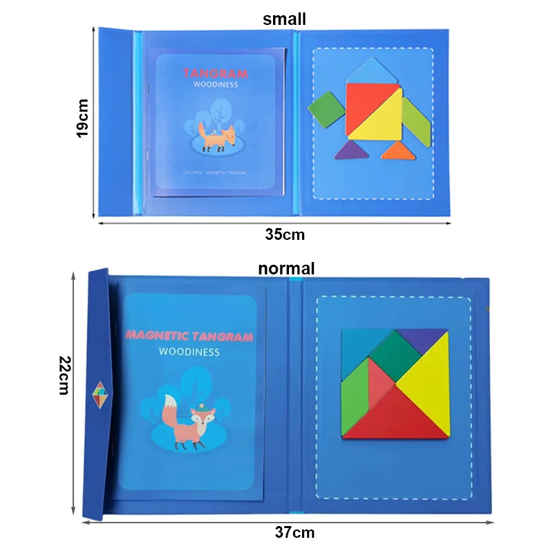 나무 퍼즐 자기 Tangram 퍼즐 책 어린이를위한 교육 장난감 아기 키즈 휴대용 몬테소리 학습 지능