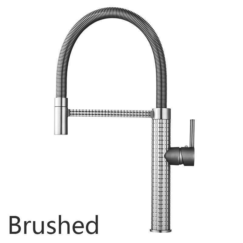 Gold Küchenarmatur Matt Grau Waschbecken Wasserhahn Einzelloch Einhand Drop Down Feder Wasserhahn Deck Installation Küche Wasserhahn