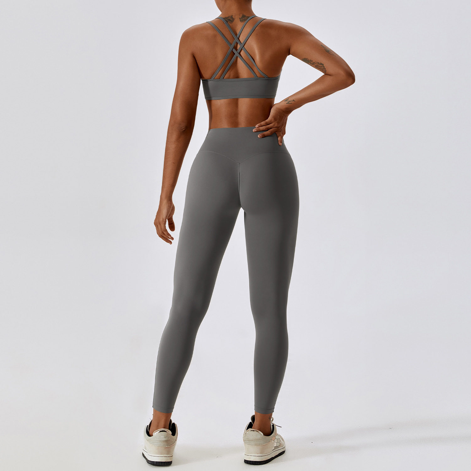 Conjuntos de ropa de Yoga para mujer, ropa deportiva, mallas de cintura alta y Top, conjunto de dos piezas, chándal de gimnasio sin costuras, trajes de entrenamiento físico