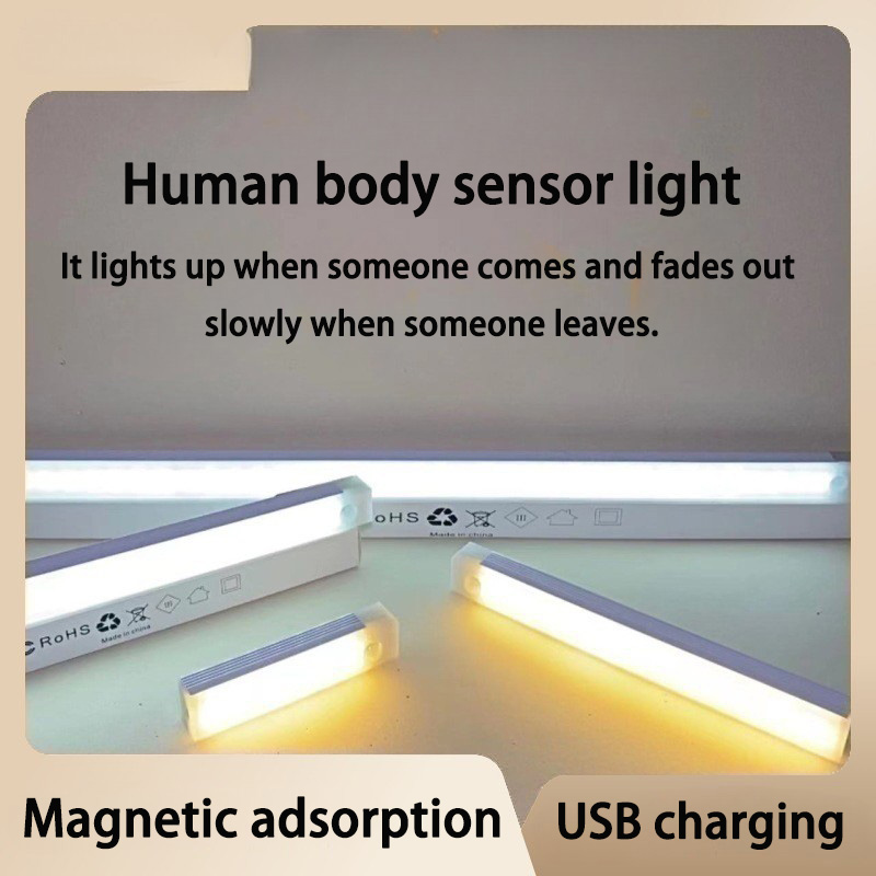 PIR Motion Sensor LED Cabinet Light 10CM/20CM/30CM/50CM USB Rechargeable 3000K/6000K LED Under magnetic night Led night Sensor