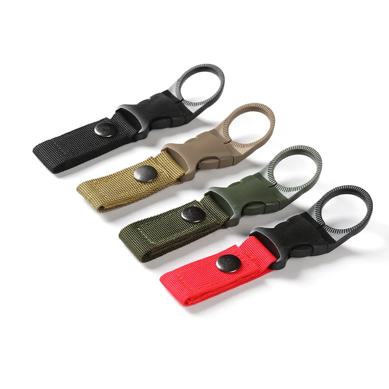 Porta bottiglia d'acqua in tessuto Moschettone da arrampicata Cintura Zaino Gancio Ganci Clip Bottiglia d'acqua multifunzione Clip per gancio con fibbia in nylon