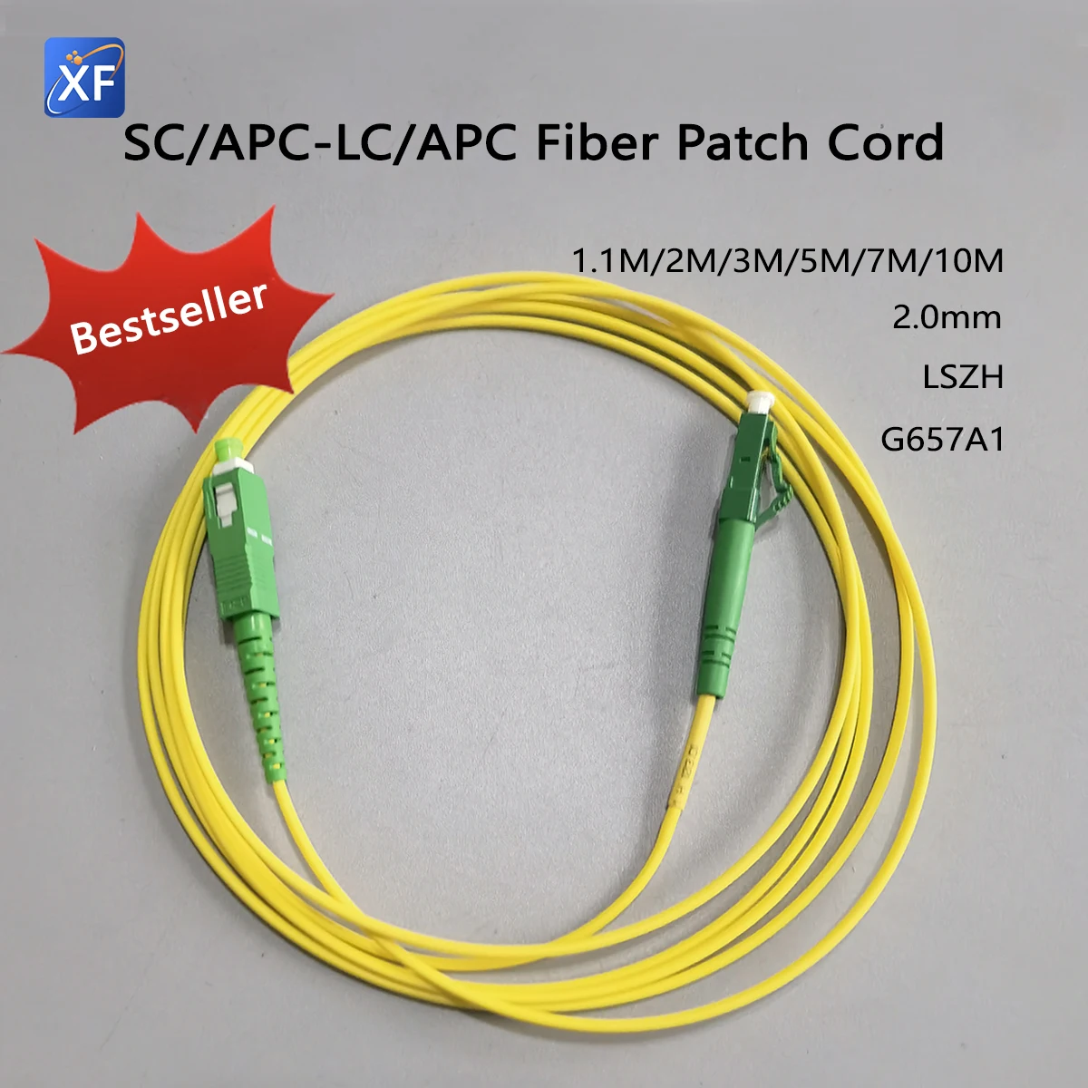 Cable Fibre Optique SC/APC To LC/APC  2.0mm LSZH G657A1 Fiber Optic Wire1.1M/2M/3M/5M/7M/10M Single Core Converter Patch Cord