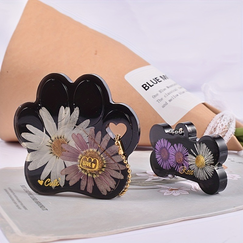 DIY エポキシ樹脂犬タグシリコーン金型樹脂キーホルダー金型犬の骨タグシリコーン金型ラウンドタグエポキシ金型ラブハート金型