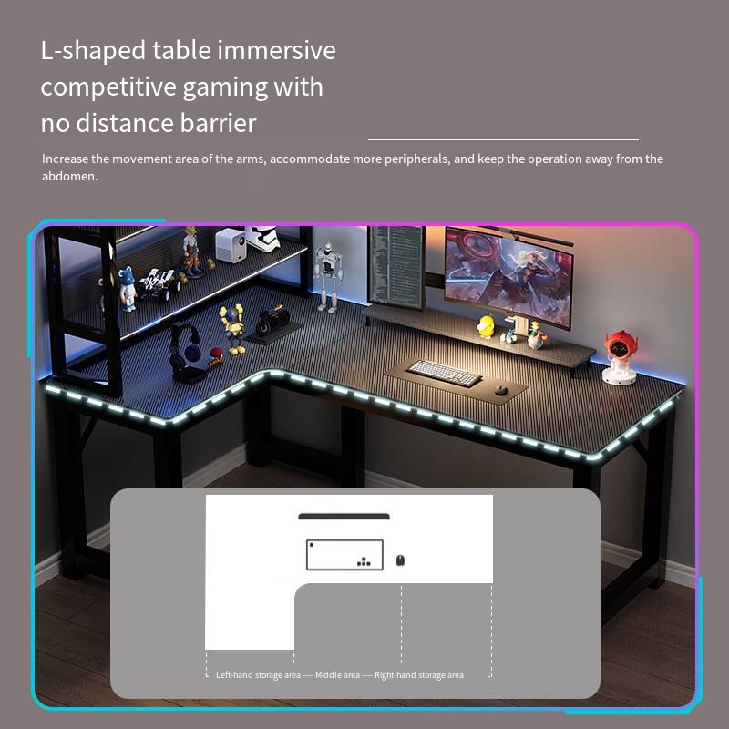 Nordic Desk for Home Carbon Fiber Corner Double Computer Desks with Shelf Light Luxury Simple Household Gaming Tables