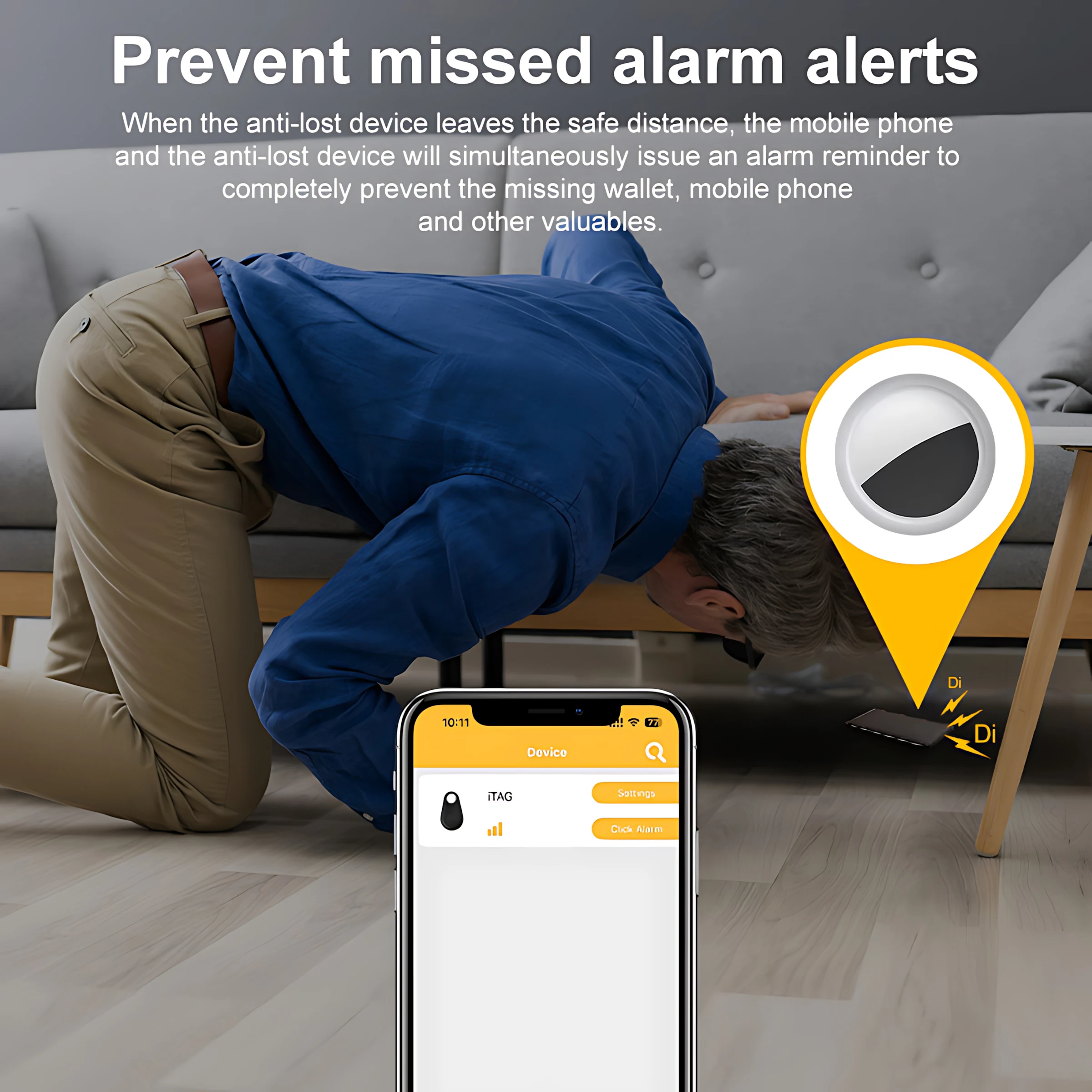 Rastreador inteligente Bluetooth GPS antipérdida sonido localización msg recordatorio alarma para llaves billeteras niños mascotas aplicación seguimiento en iOS y Android