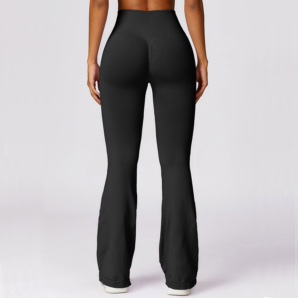 Mallas acampanadas sin costuras para mujer, pantalones de Yoga de cintura alta, pantalones de pierna ancha, entrenamiento de gimnasio, pantalones deportivos acampanados para baile