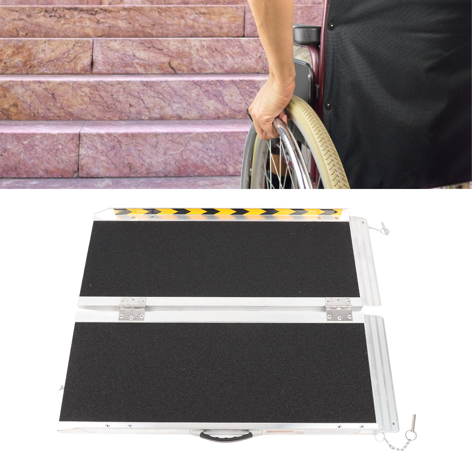 Aluminum Alloy Folding Wheelchair Ramp Portable Non Slip Wheelchair Ramp with Handle
