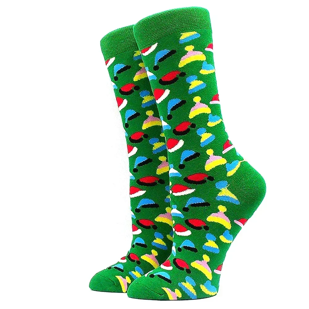 Calcetines de Navidad para mujer, interesantes calcetines navideños de Papá Noel, copo de nieve, alce, calcetines felices de algodón, calcetines interesantes de Año Nuevo para hombre