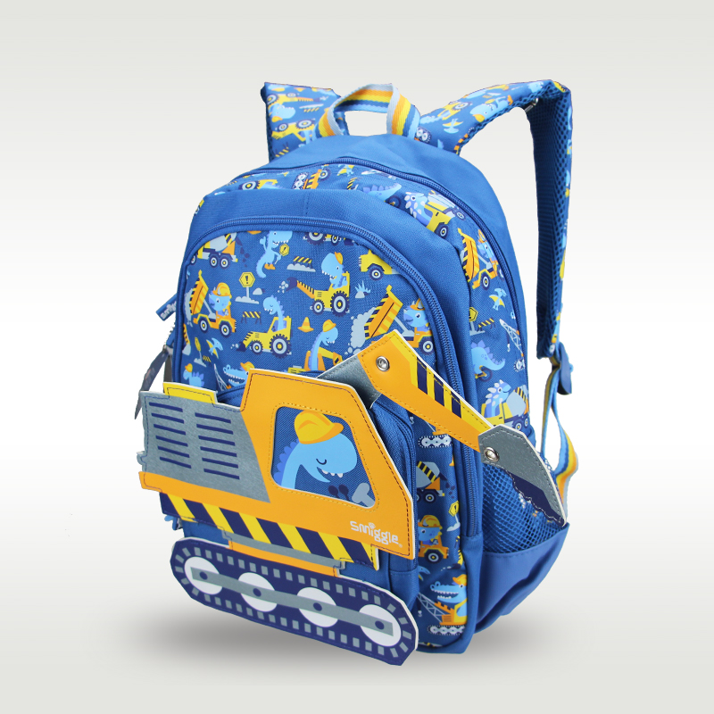 Mochila escolar original australiana smiggle para niños, maquinaria excavadora, mochila de hombro Kawaii, bolsas de modelado de 3 a 7 años, 14 inc