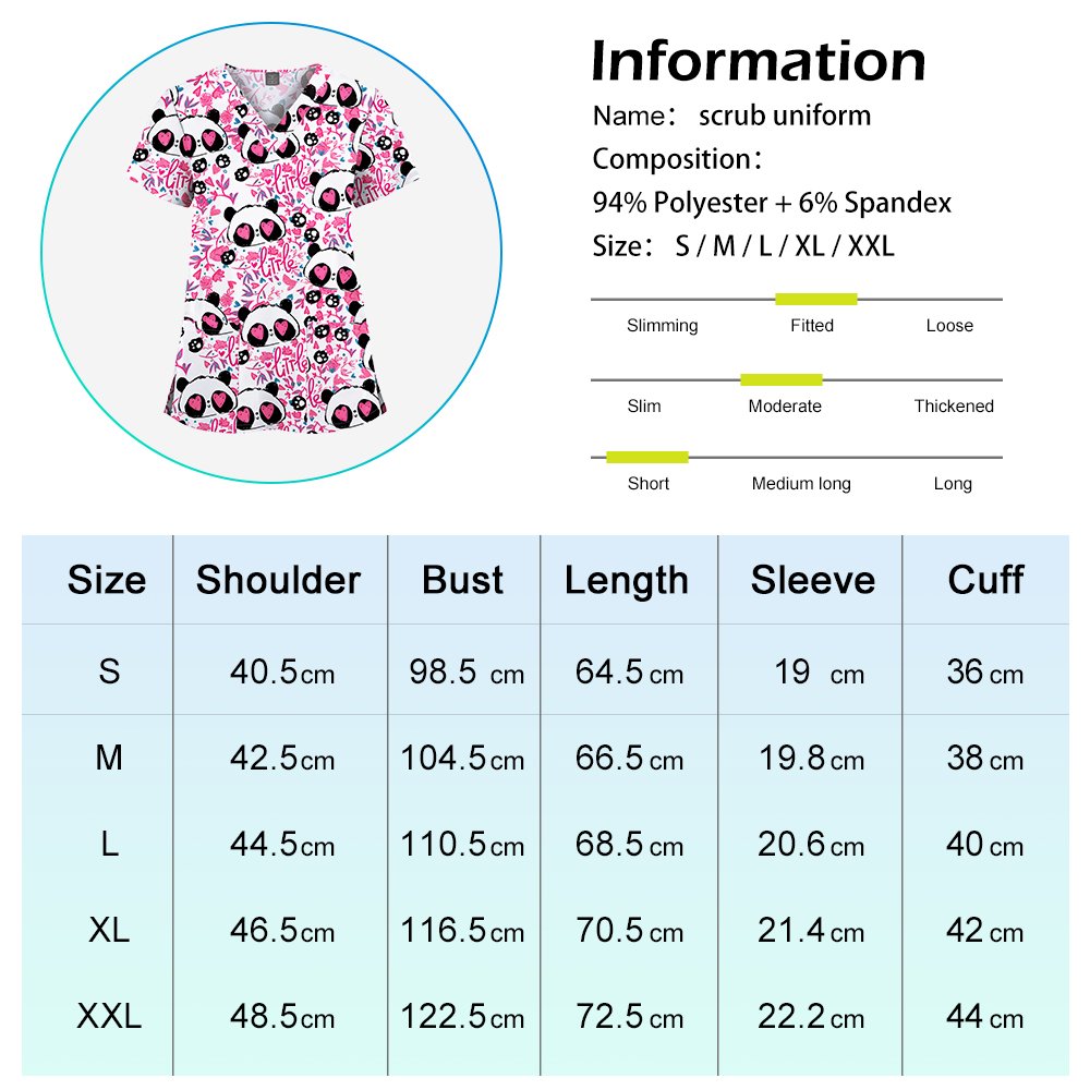 Natal impresso uniforme médico acessórios de enfermeira para trabalho médico esfrega cirúrgica padrão dos desenhos animados manga curta topo feminino masculino