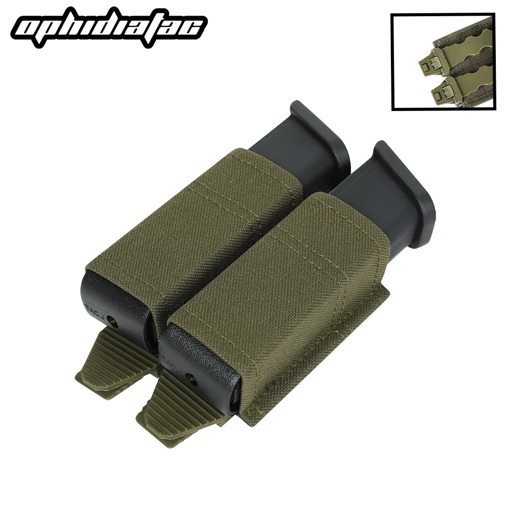 OPHIDIAN MOLLE Mag Pouch FAST 9MM Double Mag Bag Jagd CS Games Air Soft Halter mit Nylon-Stützclip