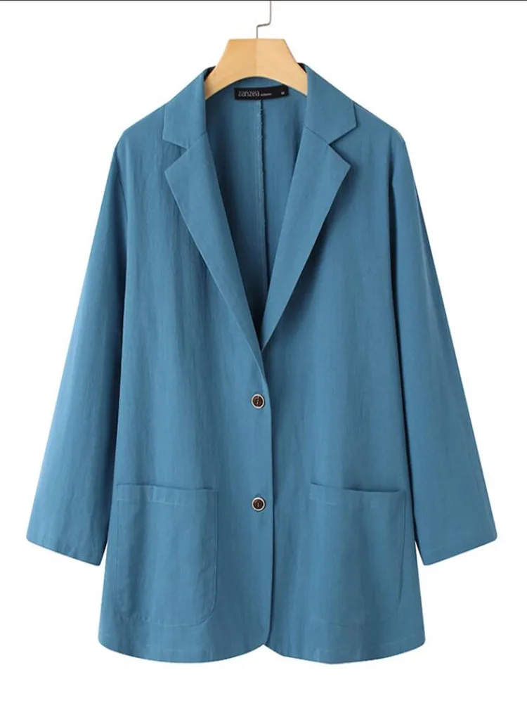Elegante Feste Blazer Frauen Herbst Mäntel ZANZEA 2023 Casual Langarm Single Button Mäntel Weibliche Revers Outwears Übergroßen