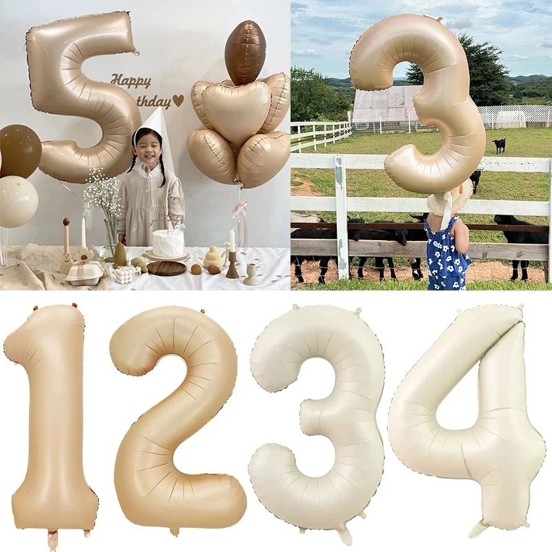 32 นิ้วสีครีมลูกโป่งจํานวน 1-9 ขนาดใหญ่ฟอยล์บอลวันเกิดงานแต่งงาน