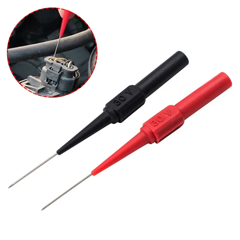Sonda de plomo de prueba de cobre, conector de 4mm, aguja de prueba de acero inoxidable, herramientas multímetro, negro/rojo para conector Banana, 2 uds.