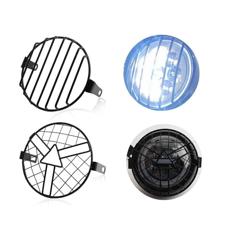 Protetor universal de farol vintage para motocicleta, grelha retrô, capa de lâmpada para harley ducati chopper yamaha cafe racer