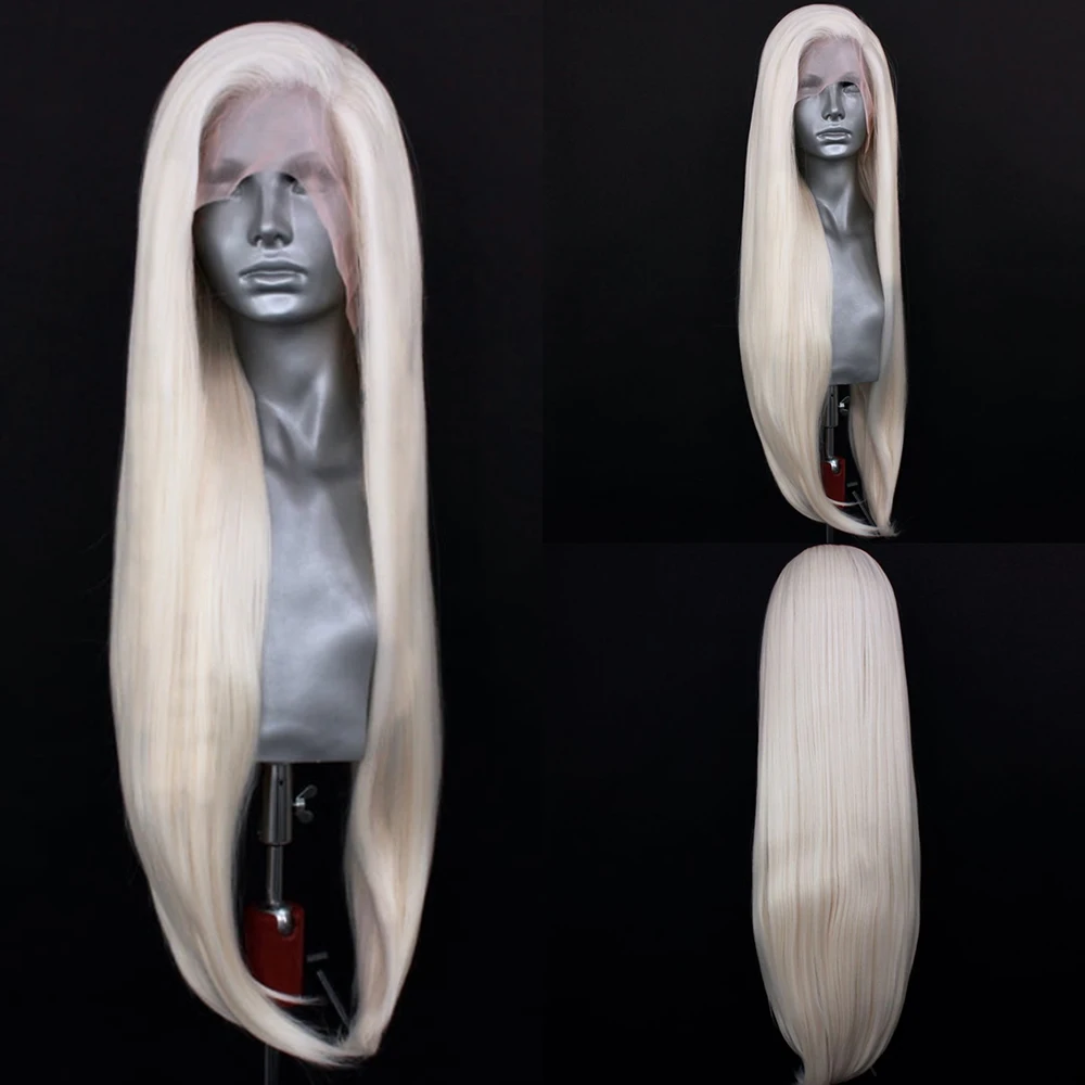 Platinblonde Perücke, natürliche Wellen, synthetische Lace-Front-Perücken für Frauen, lange Wellen, Spitze, synthetisches Haar, Kupferrot, Cosplay, Alltagskleidung