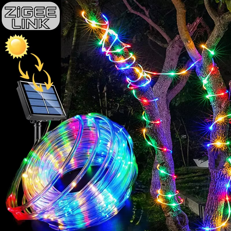 Solar Rope Lights Outdoor 33FT 100LED Solar String Lights 8 Modes for Party Garden Yard Wedding Christmas Halloween Decoration