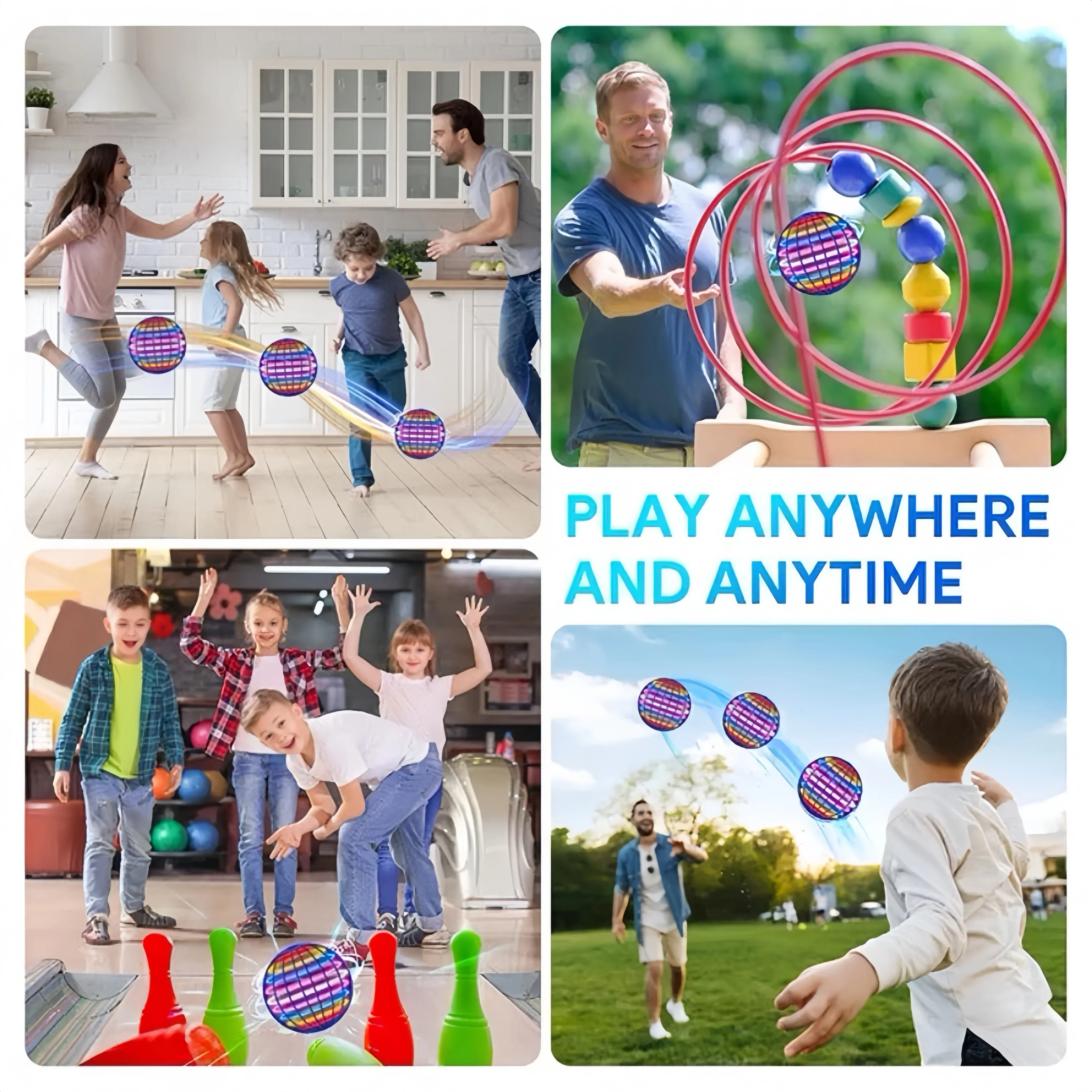 Palla volante Giocattolo Controllo manuale Palla volante Palla magica Luce LED Boomerang Rotator 360 °   Mini drone giocattolo volante per regali di famiglia per bambini